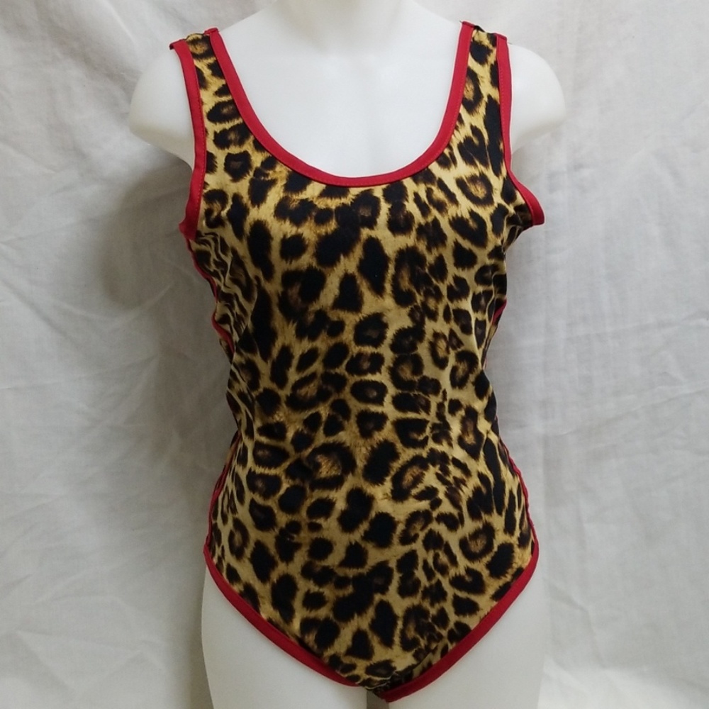 Leopard Print & Red Bodysuit Size L